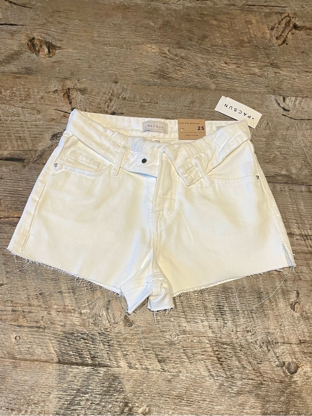 PacSun White High-Rise Denim Shorts